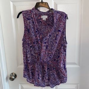 Liz Claiborne Paisley Sleeveless Blouse Size L